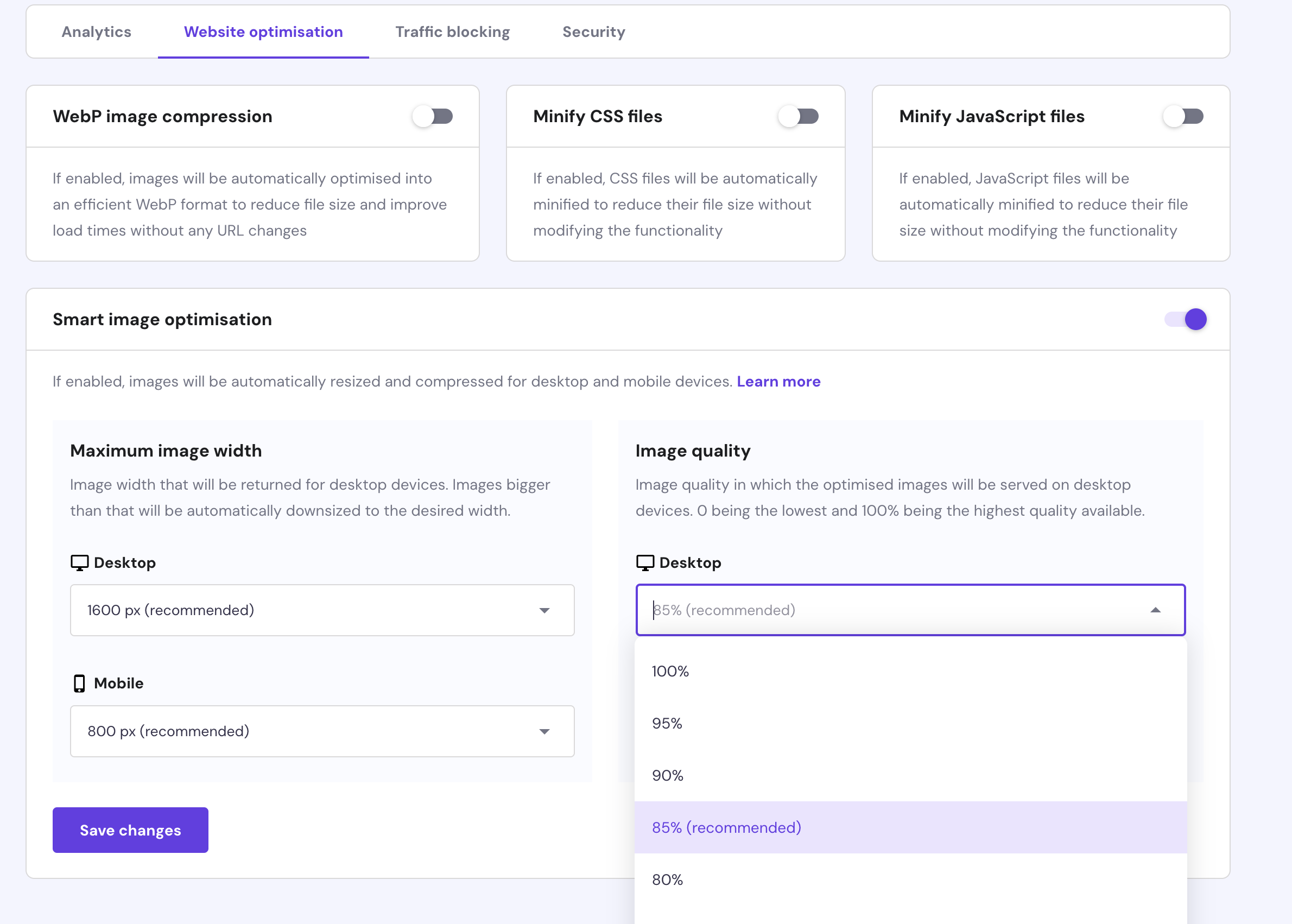 Hostinger image quality optimization on their CDN